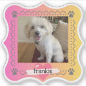 Hunde-Foto auf rosa/gelber Gradientenhintergrund Aufkleber (Vorderseite)