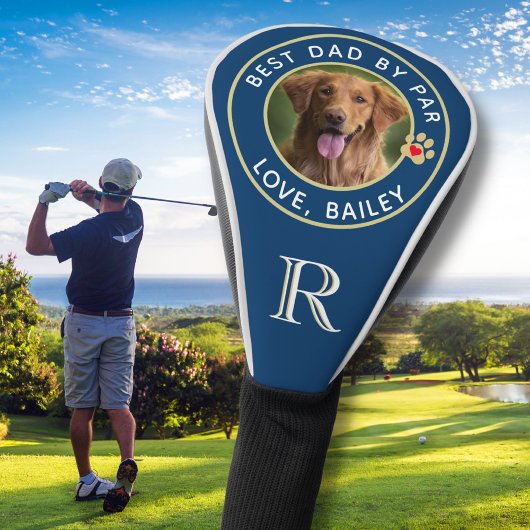 Hunde Foto Bester Vater nach Par-Standard Monogram Golf Headcover