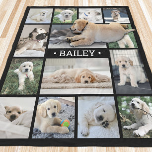 Hunde-Foto-Collage Einfach Modern Schwarz und Weiß Fleecedecke