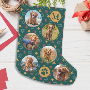 Hunde-Foto-Collage im Retro-Stil nach Maß Kleiner Weihnachtsstrumpf