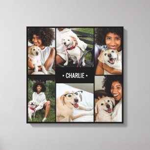 Hunde-Foto-Collage mit Monogramm Leinwanddruck