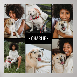 Hunde-Foto-Collage mit Monogramm Poster