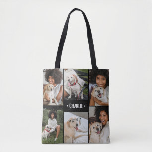 Hunde-Foto-Collage mit Monogramm Tasche