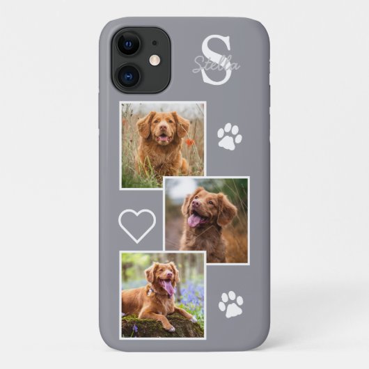 Hunde Foto Collage Monogramm Silver Gray Pet Case-Mate iPhone Hülle (Rückseite)