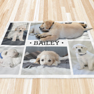 Hunde-Foto-Collage Süß Einfach Schwarz und Weiß Fleecedecke