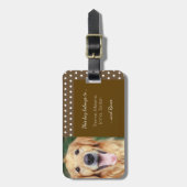 Hunde Foto Familienname Polka Dot Brown Gepäckanhänger (Vorderseite vertikal)