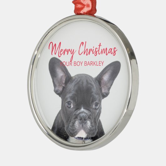 Hunde Foto frohe Weihnachten, Ihr Junge oder Mädch Ornament Aus Metall (Links)