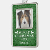 Hunde Foto Frohe Weihnachten Personalisiert Rahmen-Ornament Silber (Links)