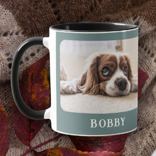 Hunde-Foto-Haustier-Minimalist Grün Frohe Weihnach Tasse