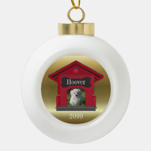 Hunde Foto Hochladen Hundehütte w Knochen Weihnach Keramik Kugel-Ornament