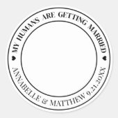 Hunde Foto Hochzeit speichern das Datum Runder Aufkleber (Vorderseite)