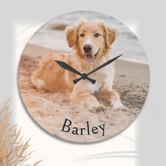 Hunde Foto Individuelle Name Pet Picture Stilvoll Große Wanduhr