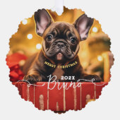 Hunde Foto Individuelle Name und Text Ornament Karte (Vorderseite)