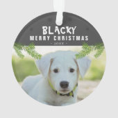 Hunde Foto Kiefernzweig Schneeflocken Frohe Weihna Ornament (Rückseite)