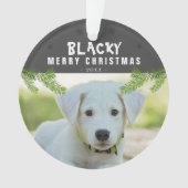 Hunde Foto Kiefernzweig Schneeflocken Frohe Weihna Ornament (Vorderseite)