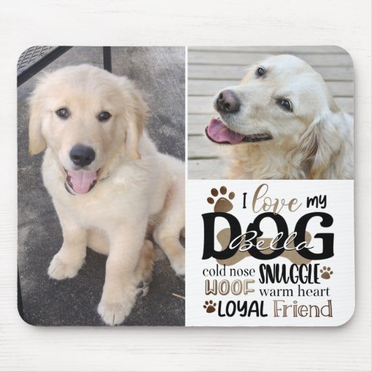 Hunde Foto LIEBE MEIN HUND Personalisierte Word Ku Mousepad (Vorne)