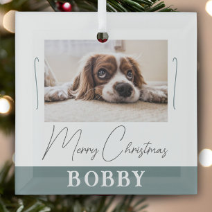 Hunde Foto Minimalistisch Frohe Weihnachten Ornament Aus Glas