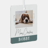 Hunde Foto Minimalistisch Frohe Weihnachten Ornament Aus Metall (Vorderseite Rechts)