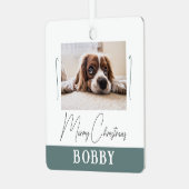 Hunde Foto Minimalistisch Frohe Weihnachten Ornament Aus Metall (Vorderseite links)