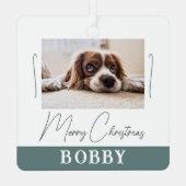 Hunde Foto Minimalistisch Frohe Weihnachten Ornament Aus Metall (Rückseite)