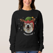 Hunde Foto mit Elf Reindeer Antler Hat Weihnachten Sweatshirt (Vorderseite)