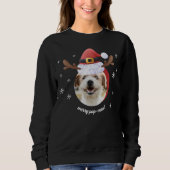 Hunde Foto mit Weihnachtsmann Antler Hat Weihnacht Sweatshirt (Vorderseite)