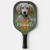 Hunde-Foto Moderner Name für Monogramm-Skript, ben Pickleball Schläger (Rückseite)