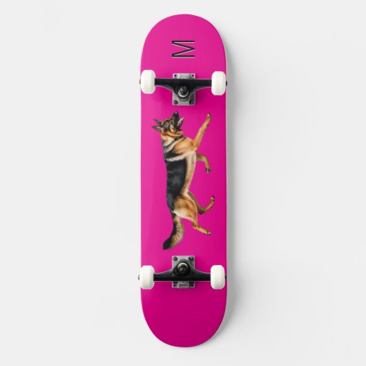 Hunde-Foto-Monogramm Skateboard (Vorderseite)