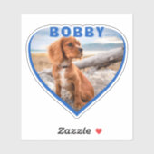 Hunde Foto Name Blue Heart Hund Besitzer Herz Aufkleber (Blatt)
