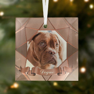 Hunde-Foto-Name Geometrischer Glas-Weihnachtsanhän Ornament Aus Glas