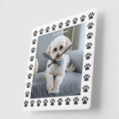 Hunde Foto, Name, Mein bester Freund, Paw Prints Quadratische Wanduhr (Winkel)