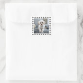 Hunde Foto, Name, Mein bester Freund, Paw Prints Quadratischer Aufkleber (Tasche)