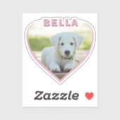 Hunde Foto Name Rosa Herz Hund Besitzer Herz Aufkleber (Blatt)