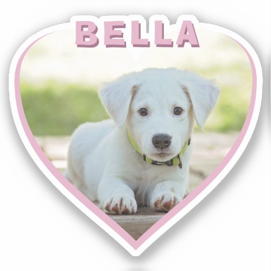 Hunde Foto Name Rosa Herz Hund Besitzer Herz Aufkleber (Vorderseite)