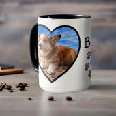 Hunde Foto & Name Valentine Herzrahmen & Paw Print Tasse