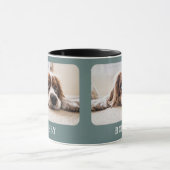 Hunde Foto Pet Minimalistisch Grün Frohe Weihnacht Tasse (Zentrum)