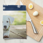 Hunde Foto Pine Schneeflocken Frohe Weihnachten Geschirrtuch (Viertel Falte)