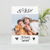 Hunde Foto Rustikal Save the Date Schwarze Hochzei Einladung (Stehend Vorderseite)