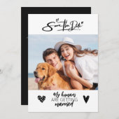 Hunde Foto Rustikal Save the Date Schwarze Hochzei Einladung (Vorne/Hinten)