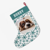 Hunde Foto Schneeflocke Schneeflocken Muster Großer Weihnachtsstrumpf (Rückseite (Hängend))