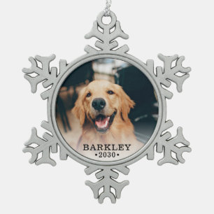 Hunde-Foto-Schneeflocken-Zinn-Weihnachtsbaumschmuc Schneeflocken Zinn-Ornament