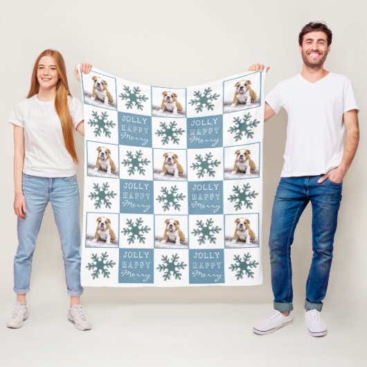 Hunde Foto Typografie Snowflake Weihnachten Fleecedecke (Beispiel)