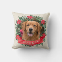 Hunde-Foto und Name Poinsettia-Kranz Feiertags-Kar