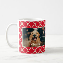 Hunde Foto und Name Red Diamond Schachbrett Muster Kaffeetasse