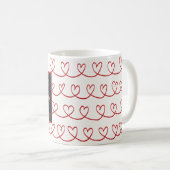 Hunde Foto und Name Red Hand Gezeichnet Herz Muste Kaffeetasse (VorderseiteRechts)