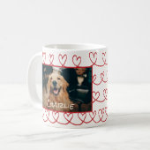Hunde Foto und Name Red Hand Gezeichnet Herz Muste Kaffeetasse (Vorderseite Links)