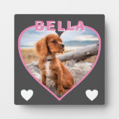 Hunde Foto und Name Rosa Herz Fotoplatte (Vorderseite)