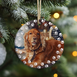 Hunde-Foto und Pfotenabdrücke Haustierliebhaber-Fe Keramik Ornament