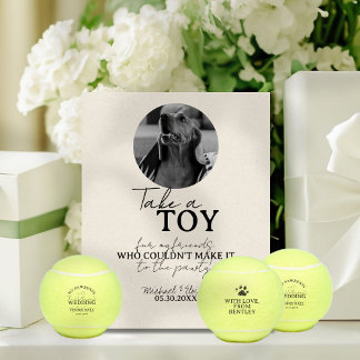Hunde Foto Wedding Tennis Ball Gefallen Sockelschild