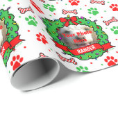 Hunde Foto Weihnachtsfeuer Muster Geschenkpapier (Rolleneckpunkt)